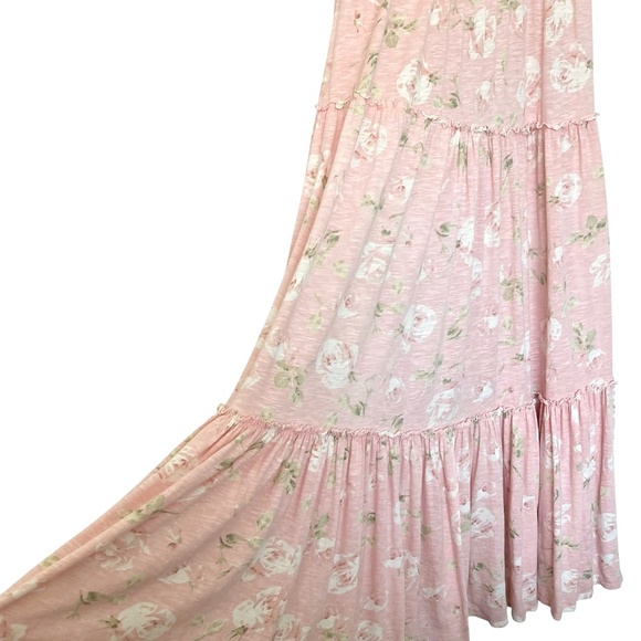 LOVE SHACK FANCY Chessie Smocked Tiered Floral Midi Dress Ballet Pink REVOLVE - Picture 11 of 14